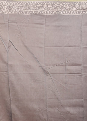 Grey Chanderi Silk Saree With Blouse Piece