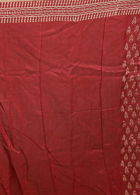 Red Chanderi Cotton Saree With Blouse Piece