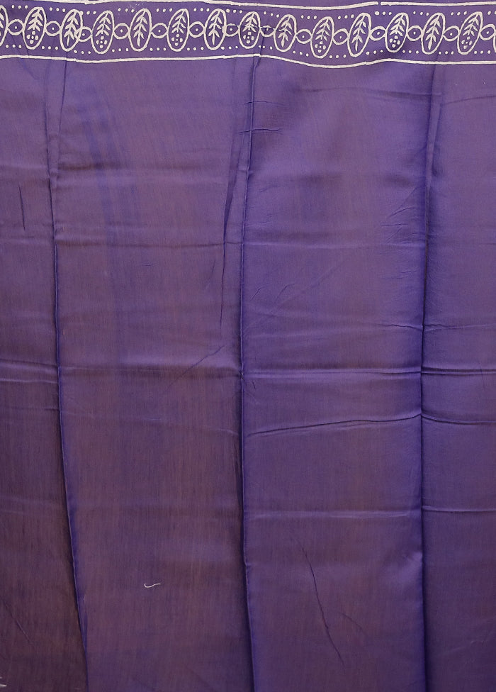 Blue Chanderi Cotton Saree With Blouse Piece