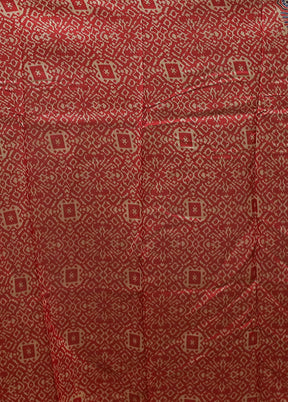 Red Chanderi Cotton Saree With Blouse Piece