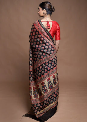 Multicolor Chanderi Cotton Saree With Blouse Piece