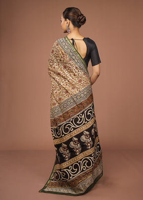 Cream Chanderi Silk Saree With Blouse Piece
