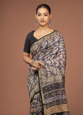 Brown Chanderi Silk Saree With Blouse Piece