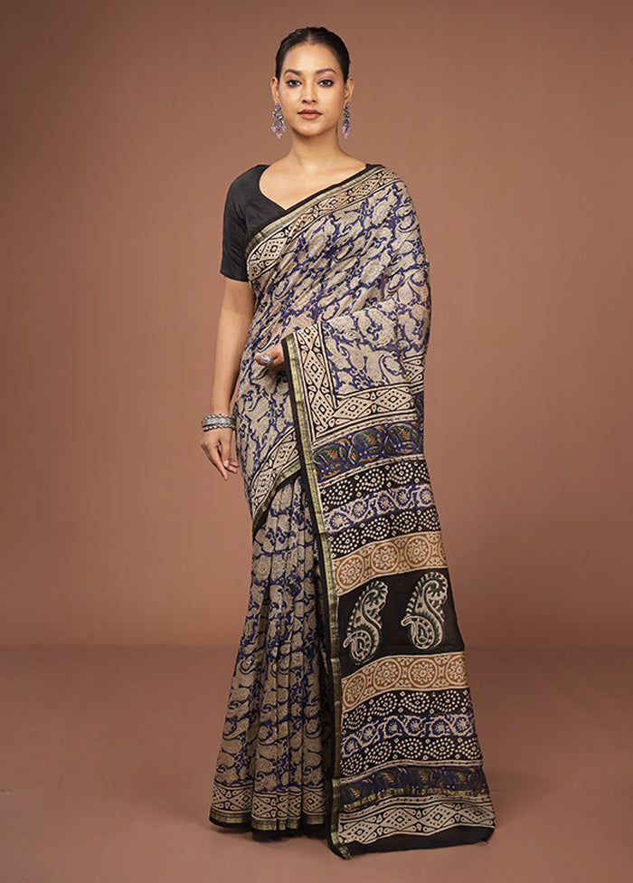 Brown Chanderi Silk Saree With Blouse Piece