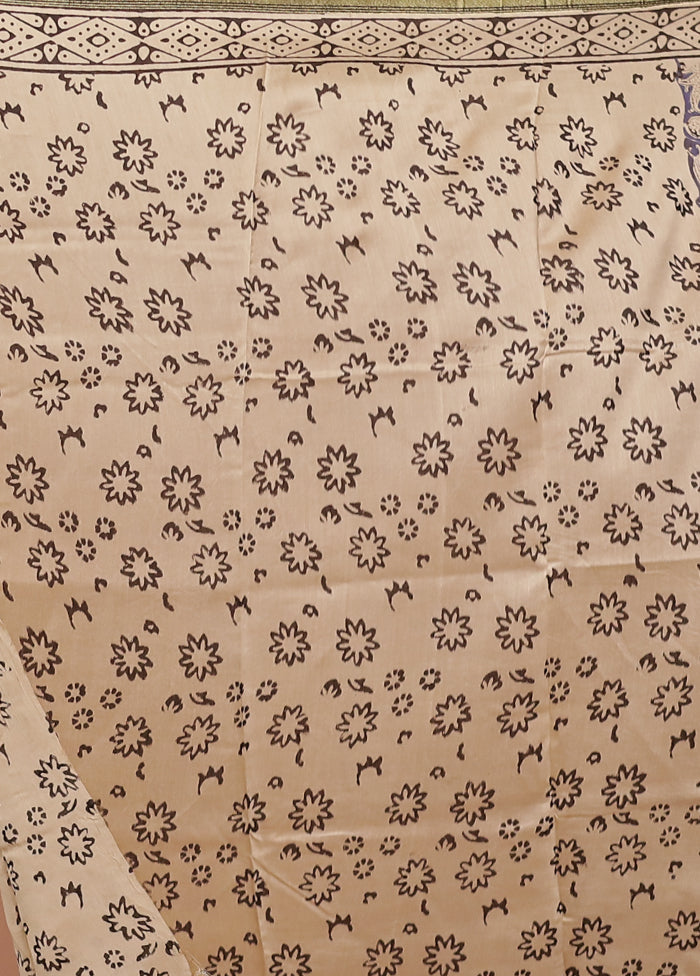 Brown Chanderi Silk Saree With Blouse Piece