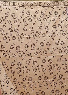 Brown Chanderi Silk Saree With Blouse Piece