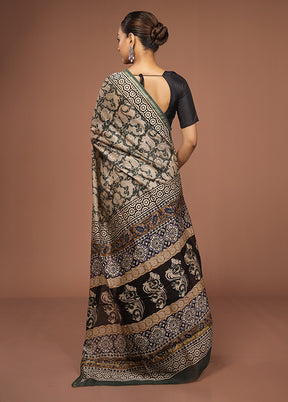 Green Chanderi Silk Saree With Blouse Piece