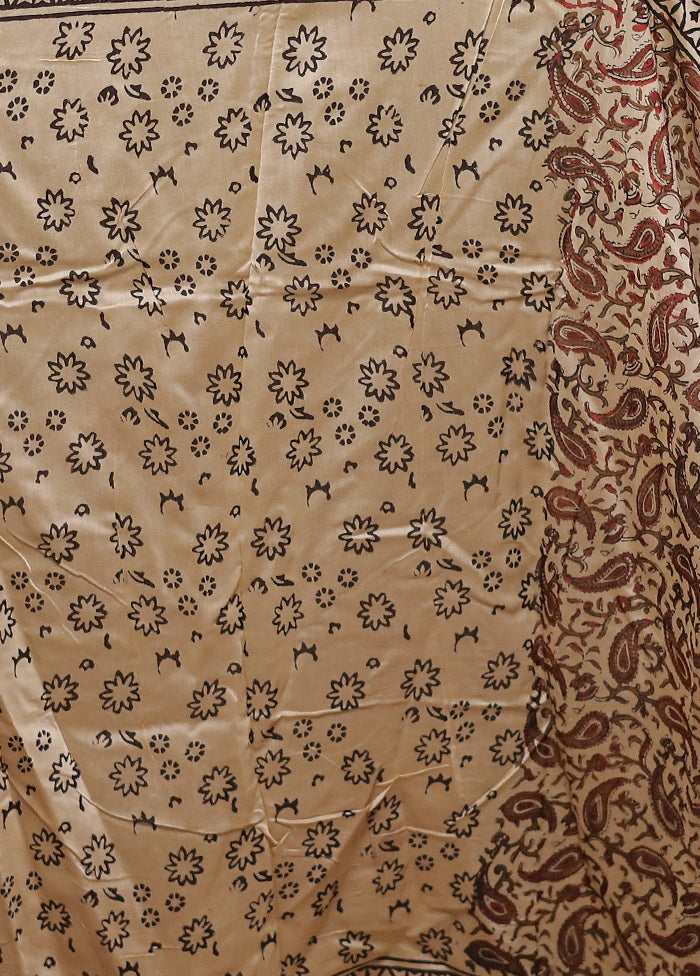 Cream Chanderi Cotton Saree With Blouse Piece