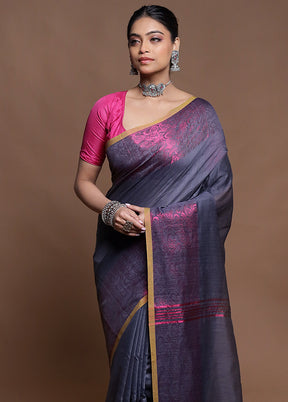 Blue Cotton Saree With Blouse Piece