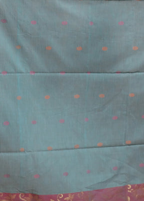 Blue Cotton Saree With Blouse Piece
