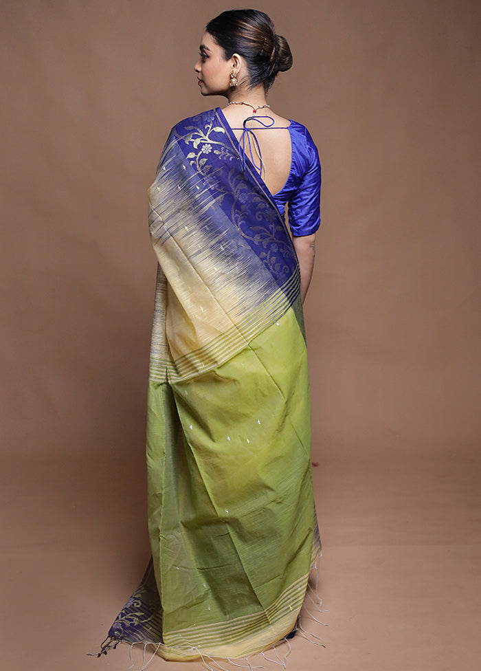 Yellow Cotton Saree With Blouse Piece