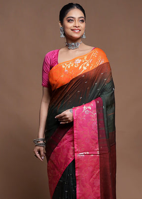 Green Cotton Saree With Blouse Piece
