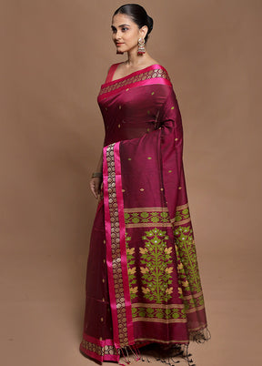 Pink Pure Cotton Saree With Blouse Piece