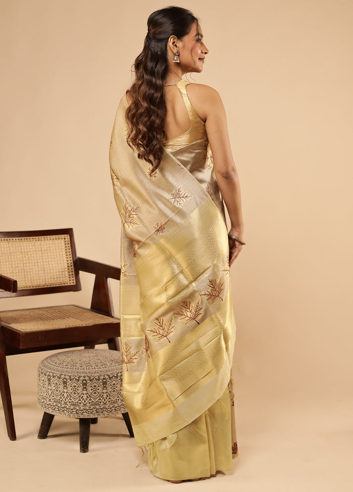 Green Tussar Silk Saree With Blouse Piece