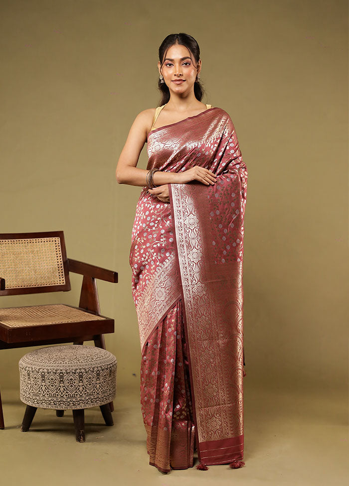 Pink Dupion Silk Saree With Blouse Piece