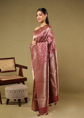 Pink Dupion Silk Saree With Blouse Piece