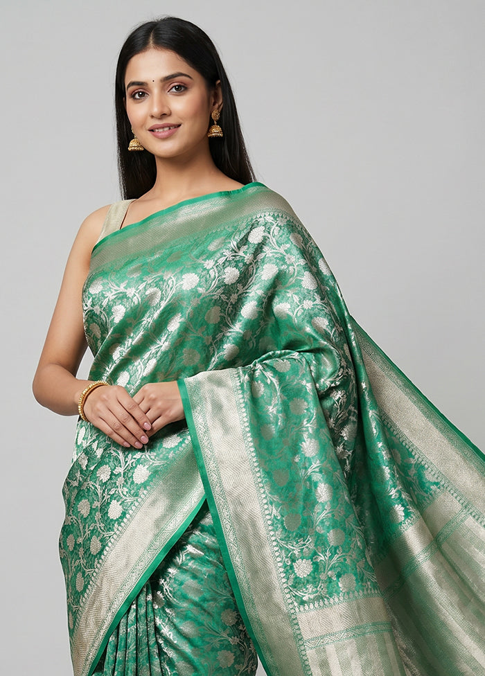 Green Handloom Katan Pure Silk Saree With Blouse Piece