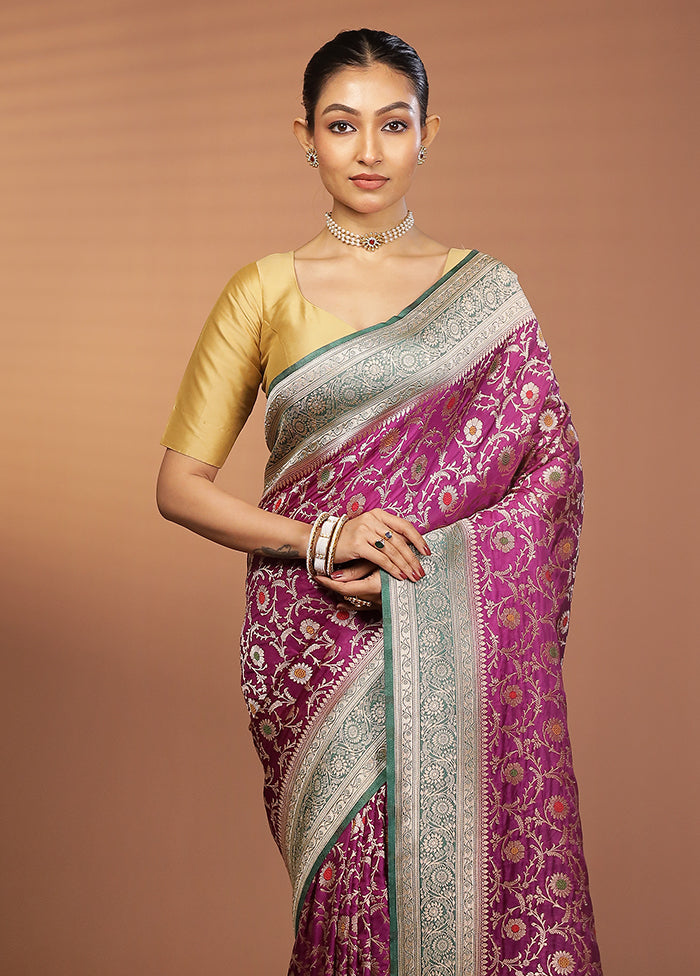Purple Georgette Saree With Blouse Piece