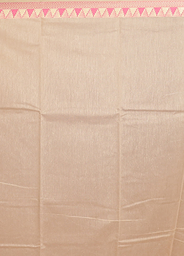 Cream Cotton Saree With Blouse Piece