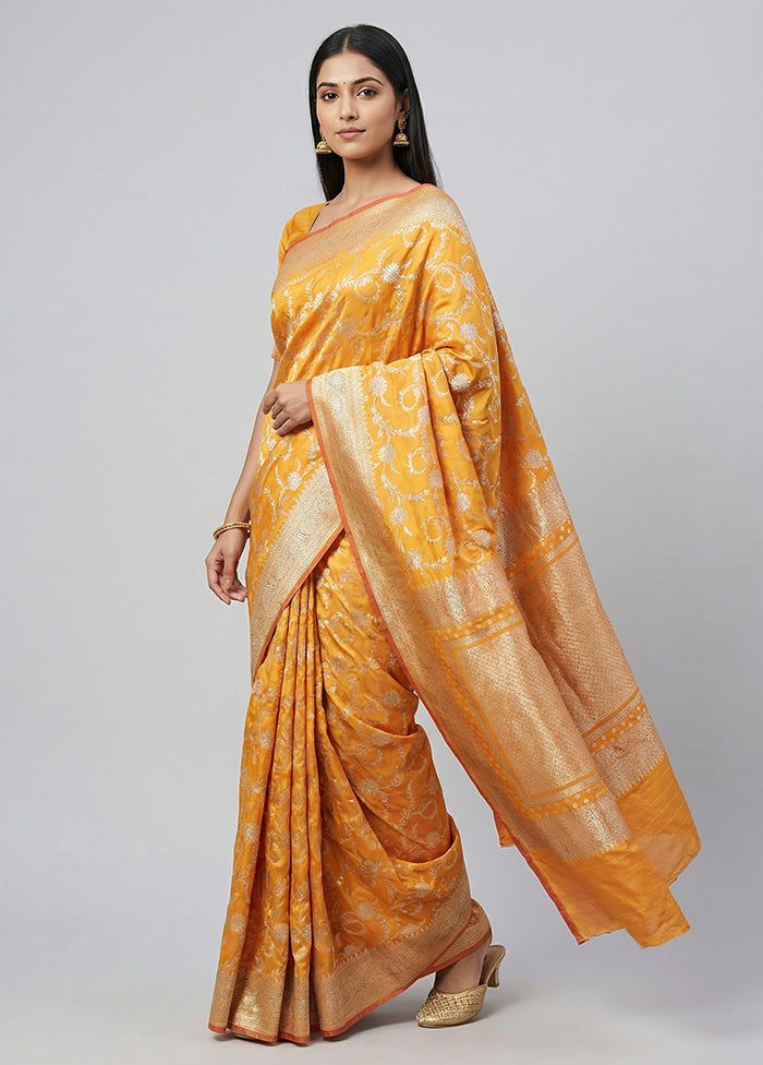 Orange Uppada Silk Saree With Blouse Piece