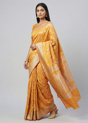 Orange Uppada Silk Saree With Blouse Piece