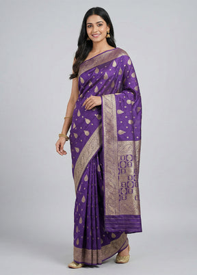 Purple Dupion Silk Saree With Blouse Piece