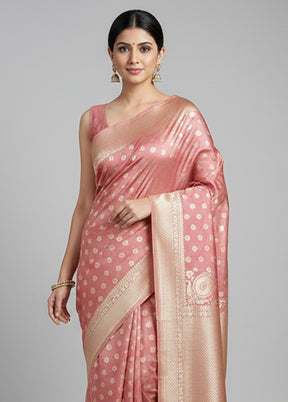Pink Tissue Silk Saree With Blouse Piece