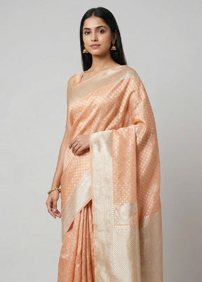 Peach Tissue Silk Saree With Blouse Piece