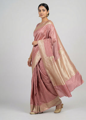Pink Tissue Silk Saree With Blouse Piece