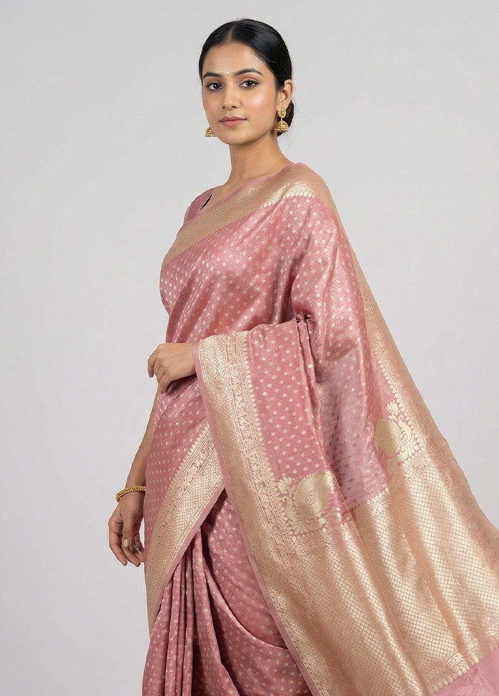 Pink Tissue Silk Saree With Blouse Piece