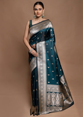 Green Katan Silk Saree With Blouse Piece