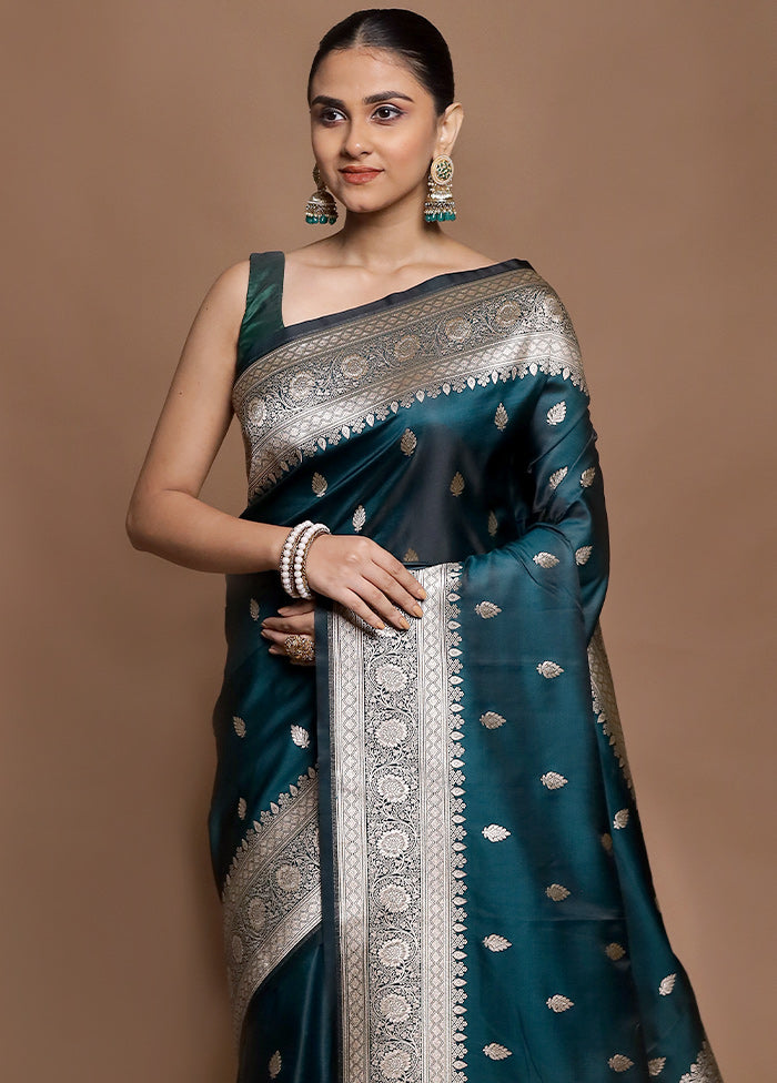 Green Katan Silk Saree With Blouse Piece
