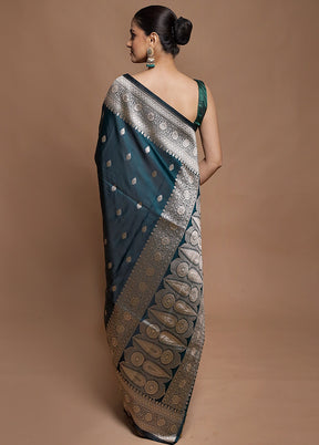 Green Katan Silk Saree With Blouse Piece