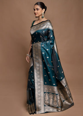 Green Katan Silk Saree With Blouse Piece