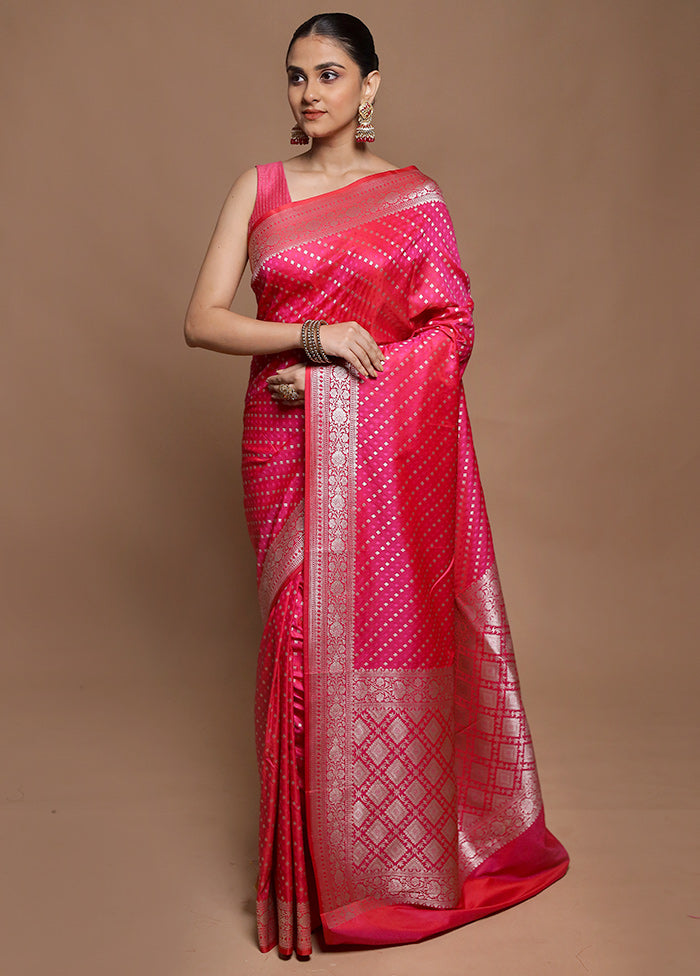 Pink Katan Silk Saree With Blouse Piece