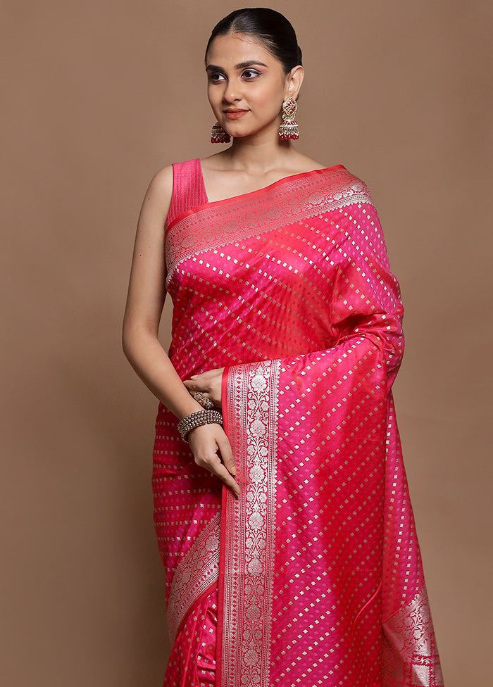 Pink Katan Silk Saree With Blouse Piece