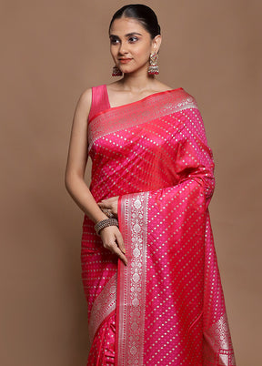 Pink Katan Silk Saree With Blouse Piece