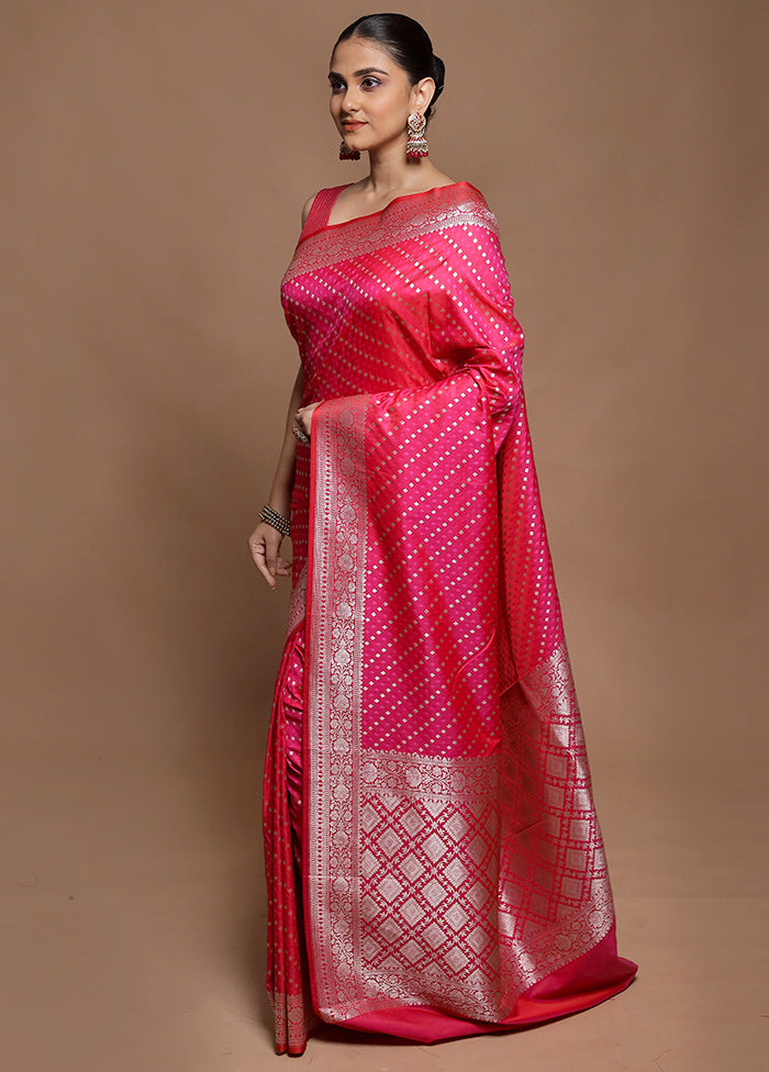 Pink Katan Silk Saree With Blouse Piece