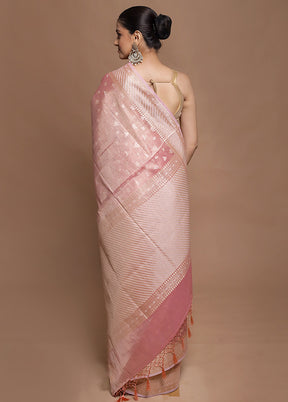 Pink Tissue Silk Saree With Blouse Piece