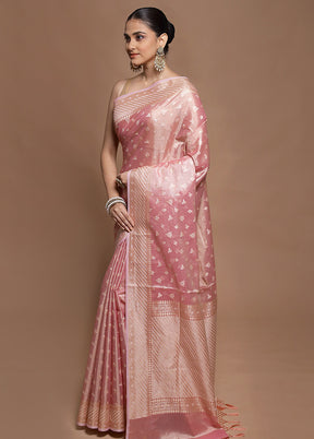 Pink Tissue Silk Saree With Blouse Piece