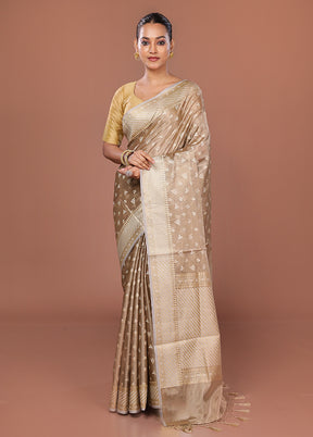 Cream Tissue Silk Saree With Blouse Piece