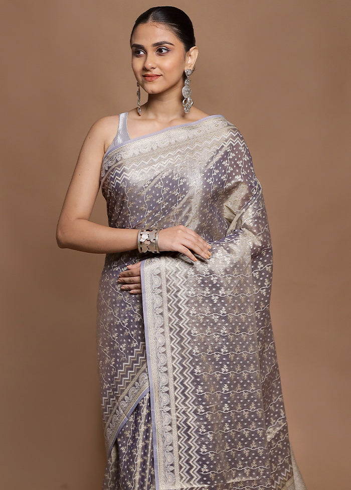 Blue Tissue Silk Saree With Blouse Piece