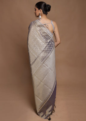Blue Tissue Silk Saree With Blouse Piece