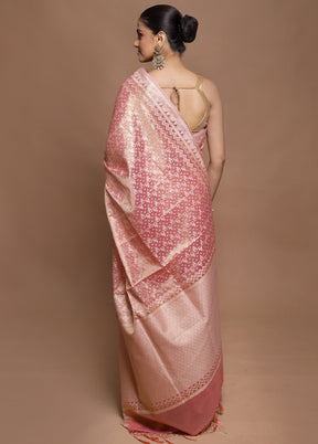 Pink Tissue Silk Saree With Blouse Piece