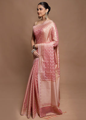 Pink Tissue Silk Saree With Blouse Piece
