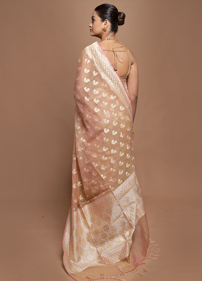 Cream Kora Silk Saree With Blouse Piece