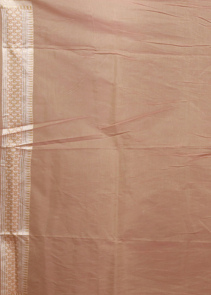Cream Kora Silk Saree With Blouse Piece