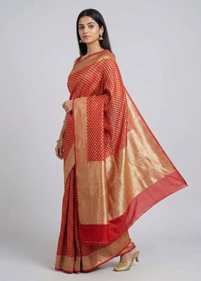 Pink Kora Silk Saree With Blouse Piece