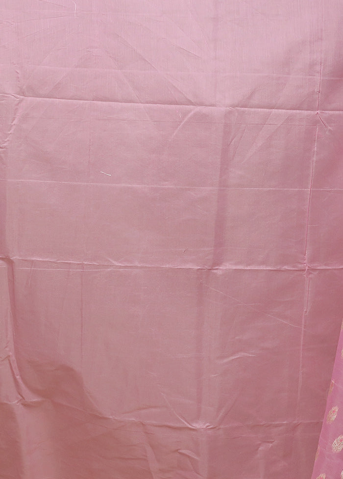 Pink Kora Silk Saree With Blouse Piece