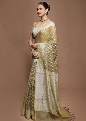 Cream Kora Silk Saree With Blouse Piece